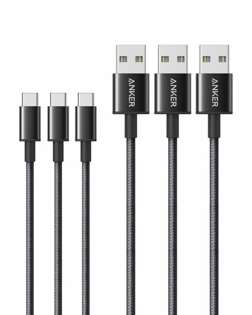 Anker Premium Nylon USB-C to USB-A Cables (3-Pack 6ft)