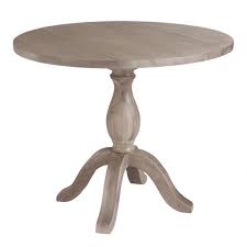 Cost Plus World Market Round Weathered Gray Wood Jozy Drop Leaf Table
